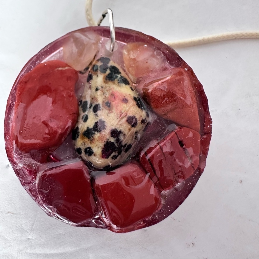 Artisan Handmade Jasper and Agates Pendant Medallion Necklace OOAK 4273